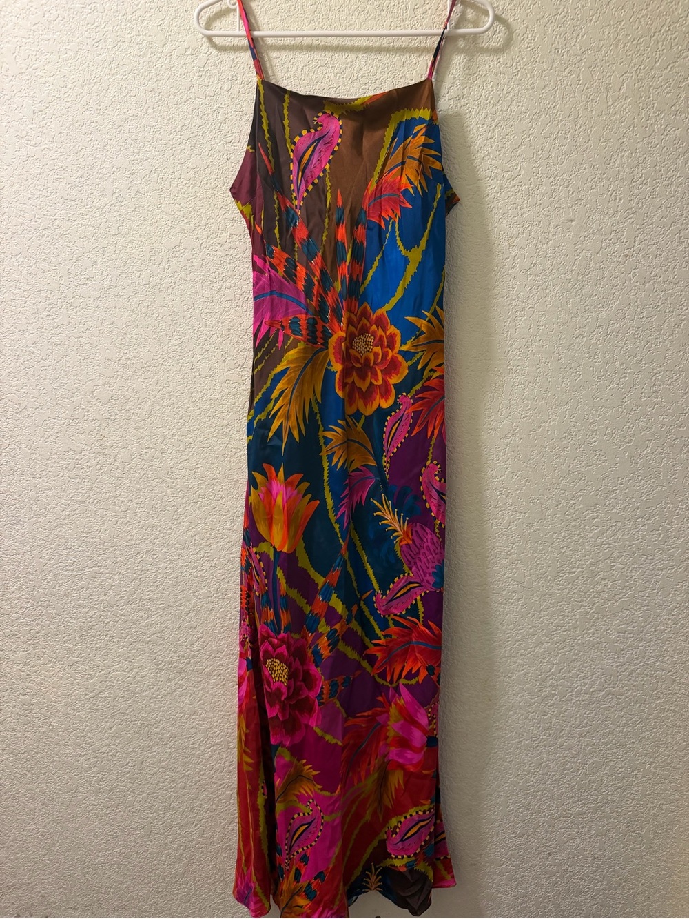 FARM Rio Bold Floral Maxi Slip Dress in Orange, Pink, Blue - Picture 3 of 6